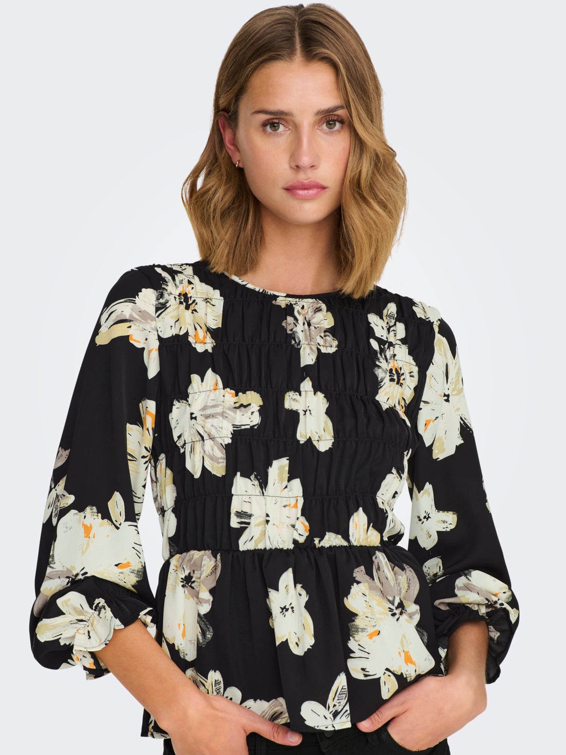 Printed long sleeve top
