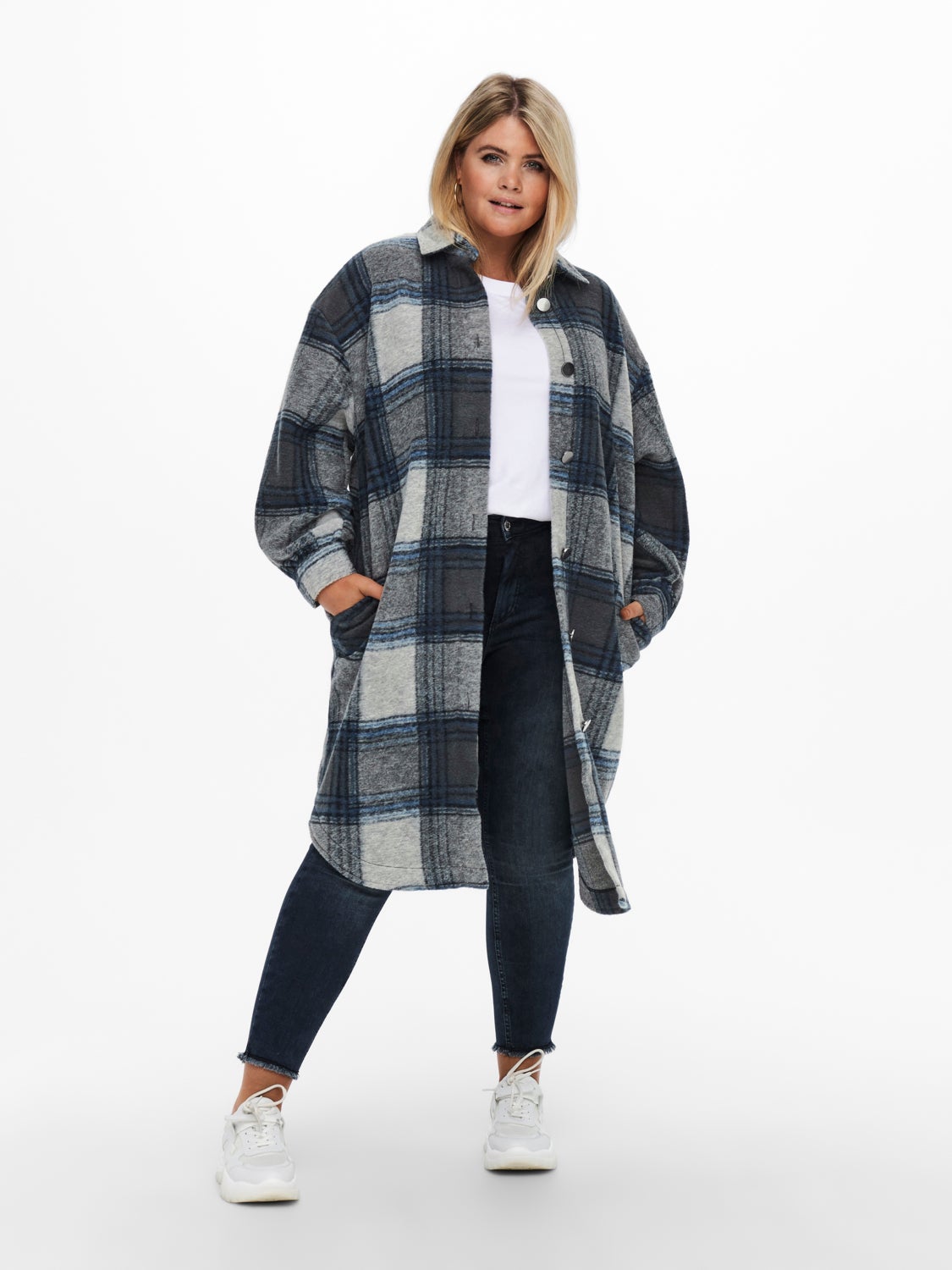 Curvy checked Shacket