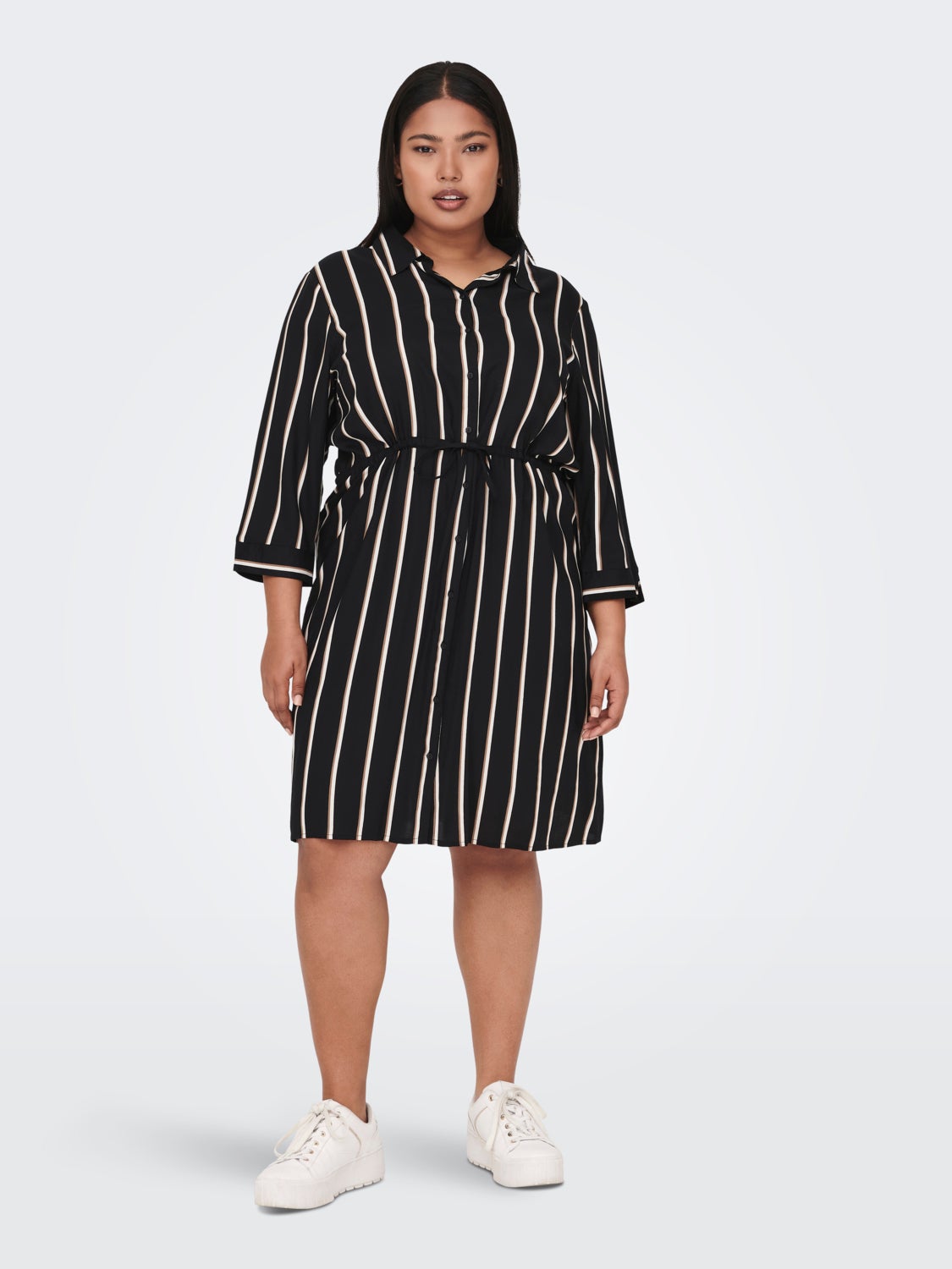 Curvy Striped shirt dress