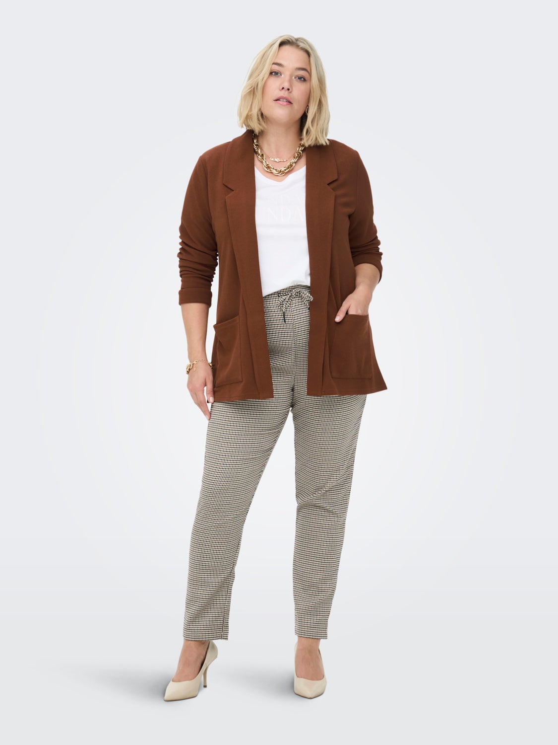 Curvy soft check Trousers