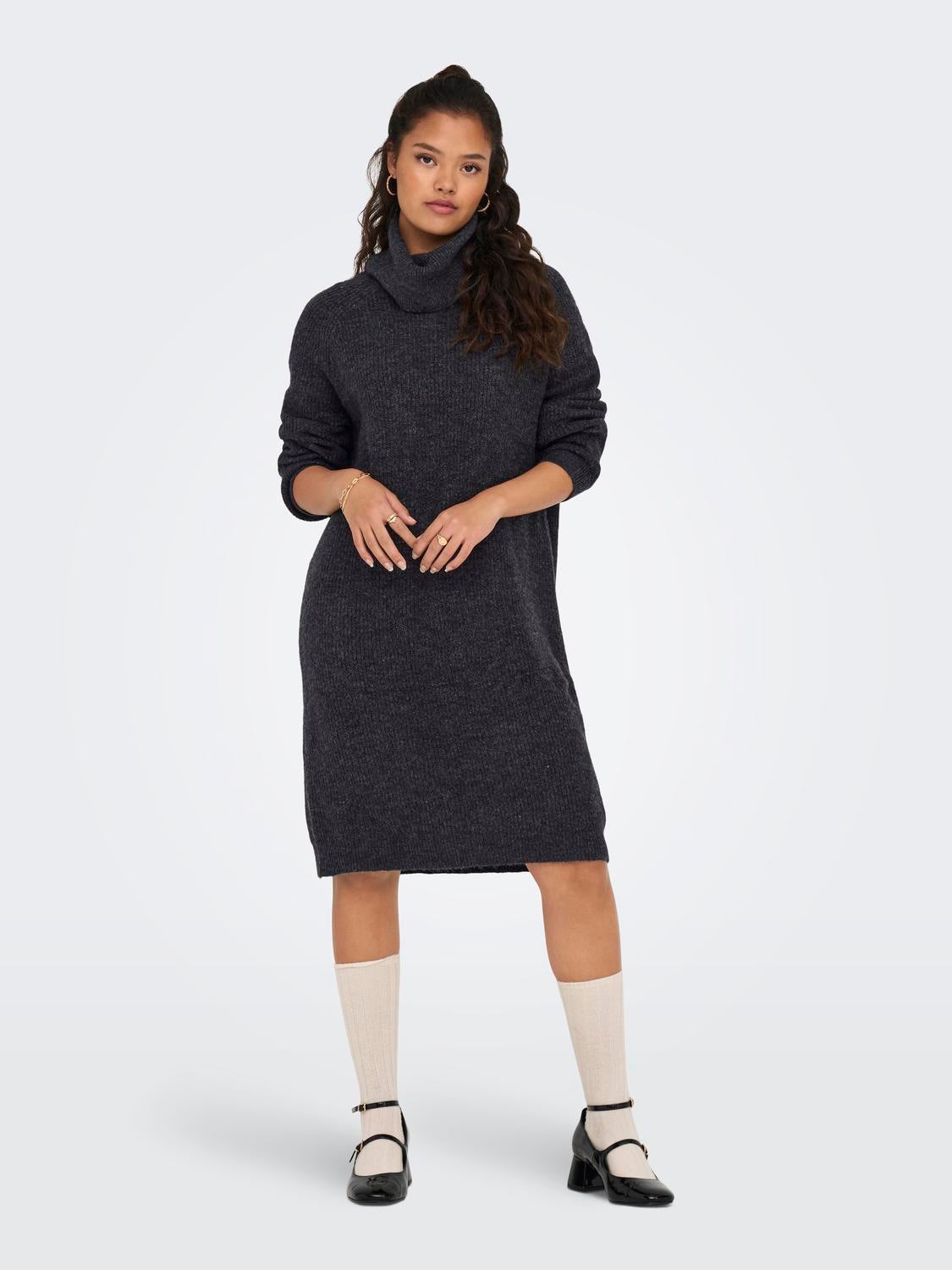 Mini roll neck knitted dress