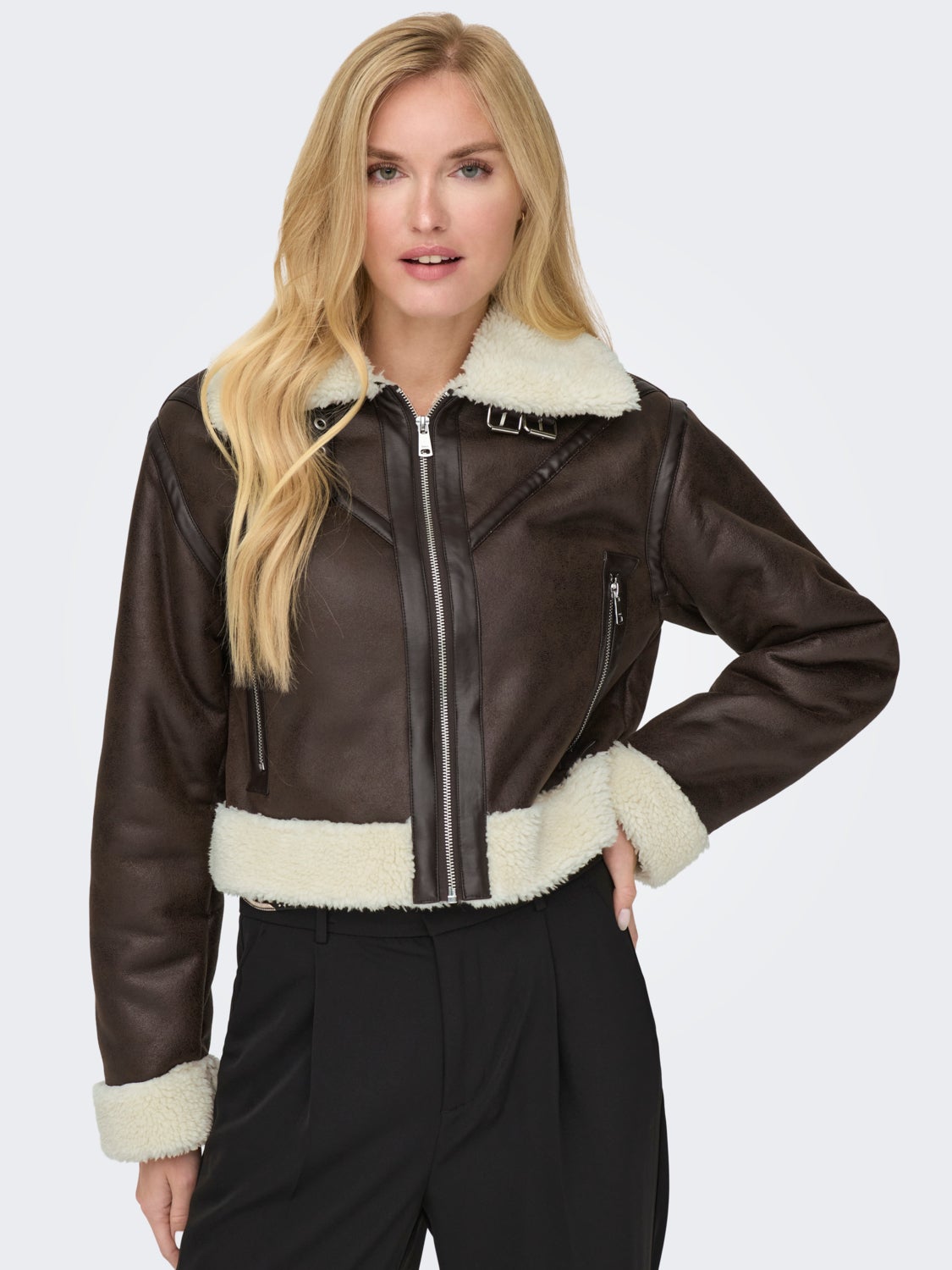 Leather look teddy jacket