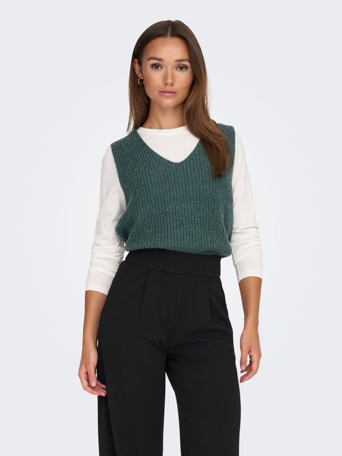 Knitted vest with v-neck