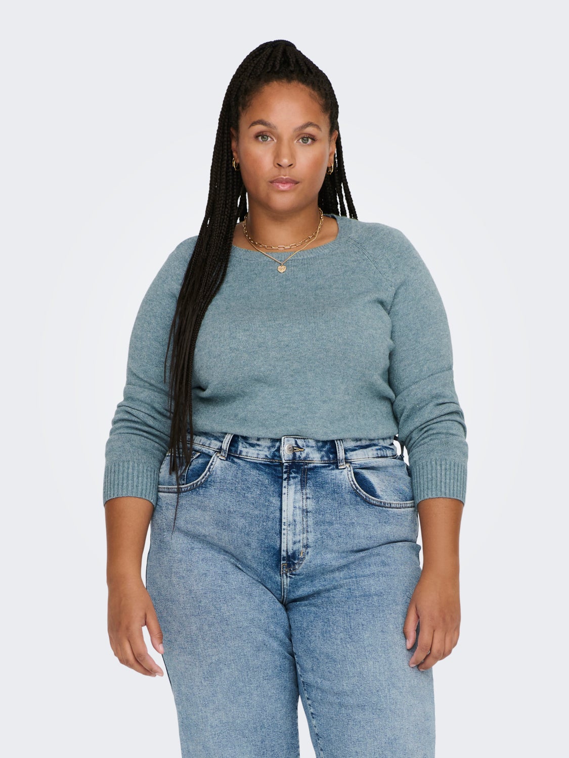 Curvy solid colored Knitted Pullover