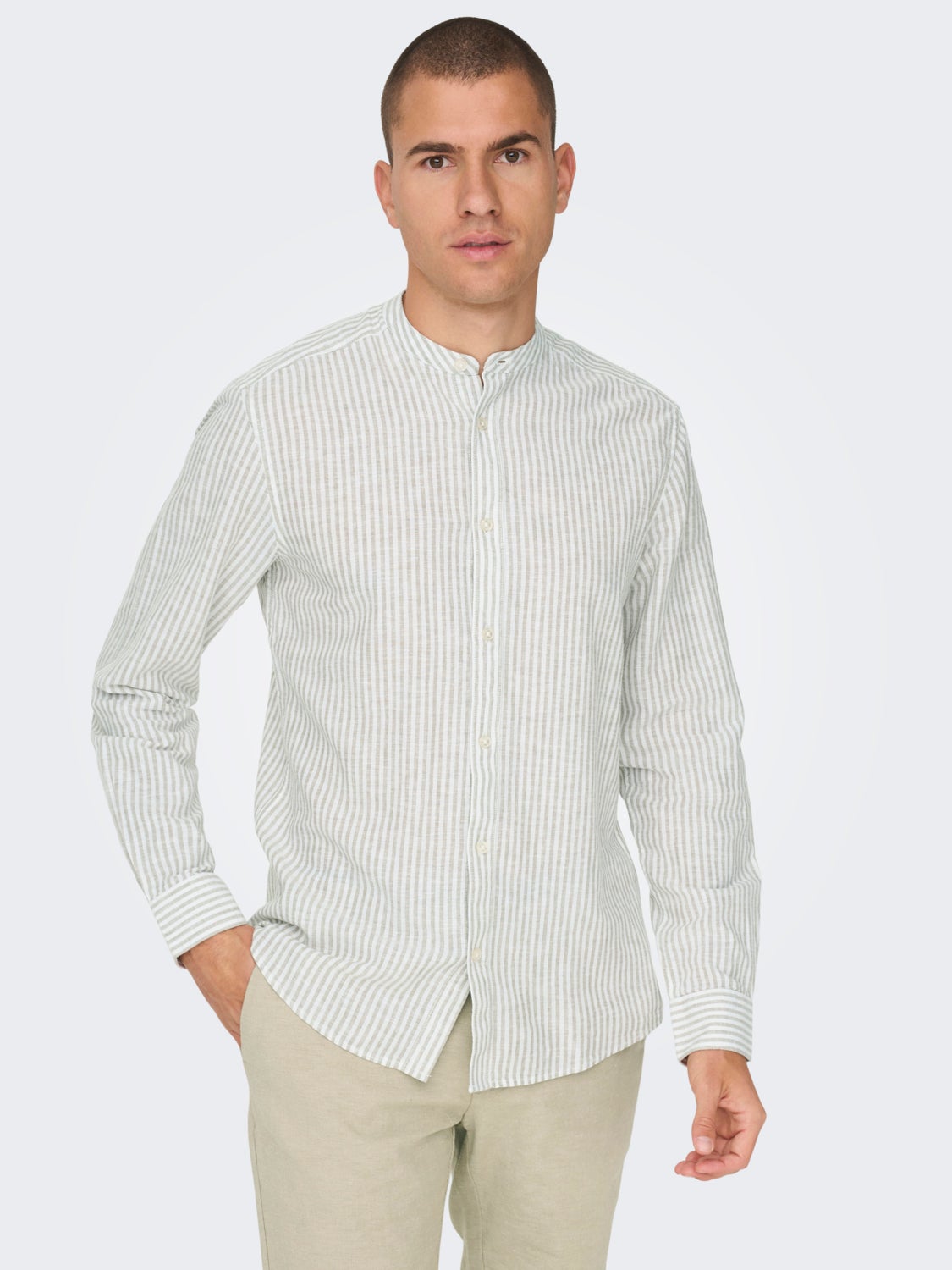 Slim fit china collar shirt