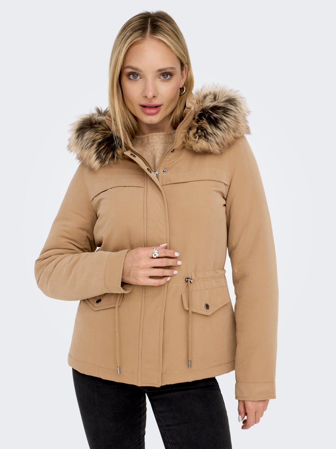 Short hooded parka