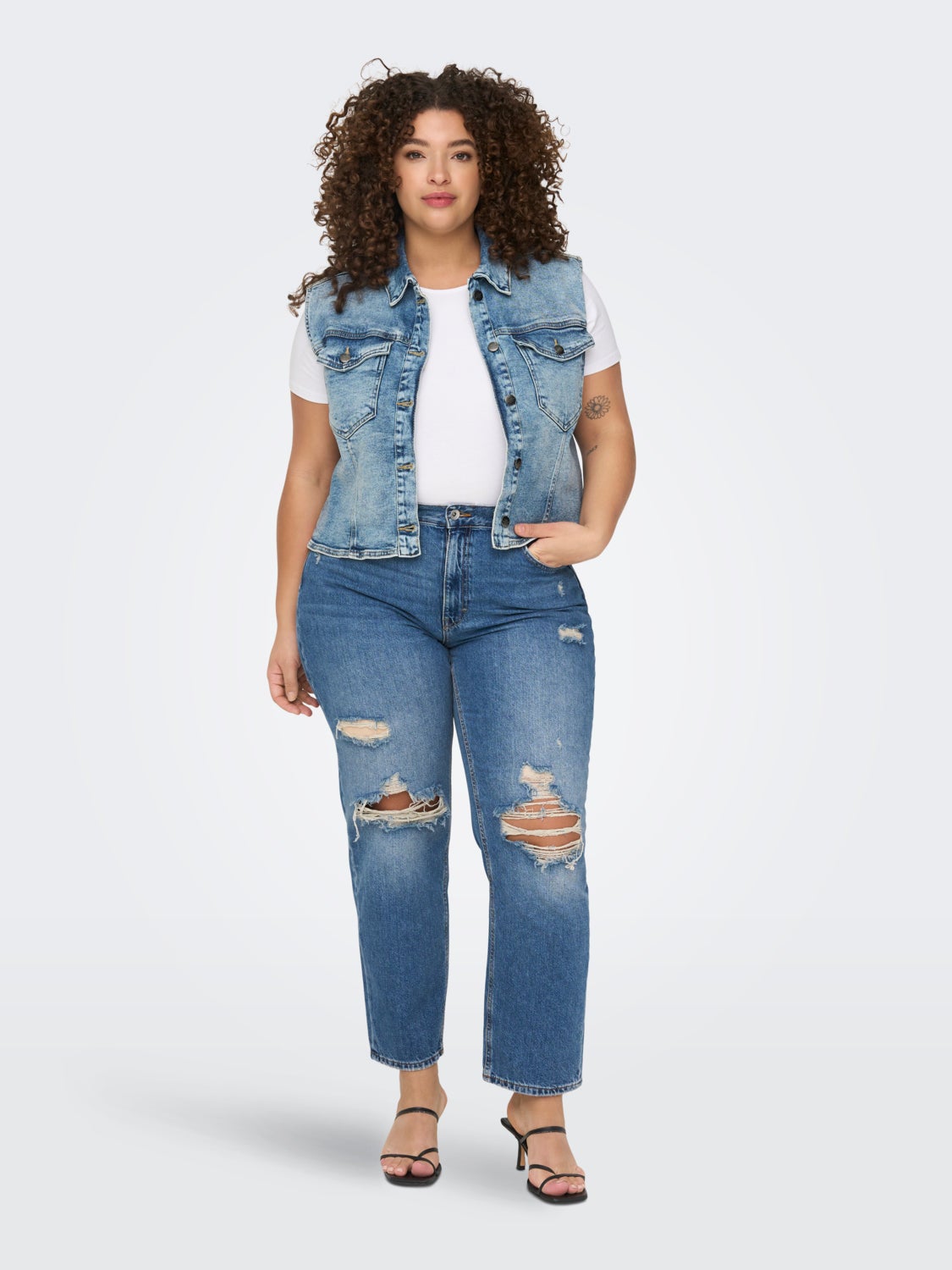 Curvy CARRobyn destroyed high waisted jeans