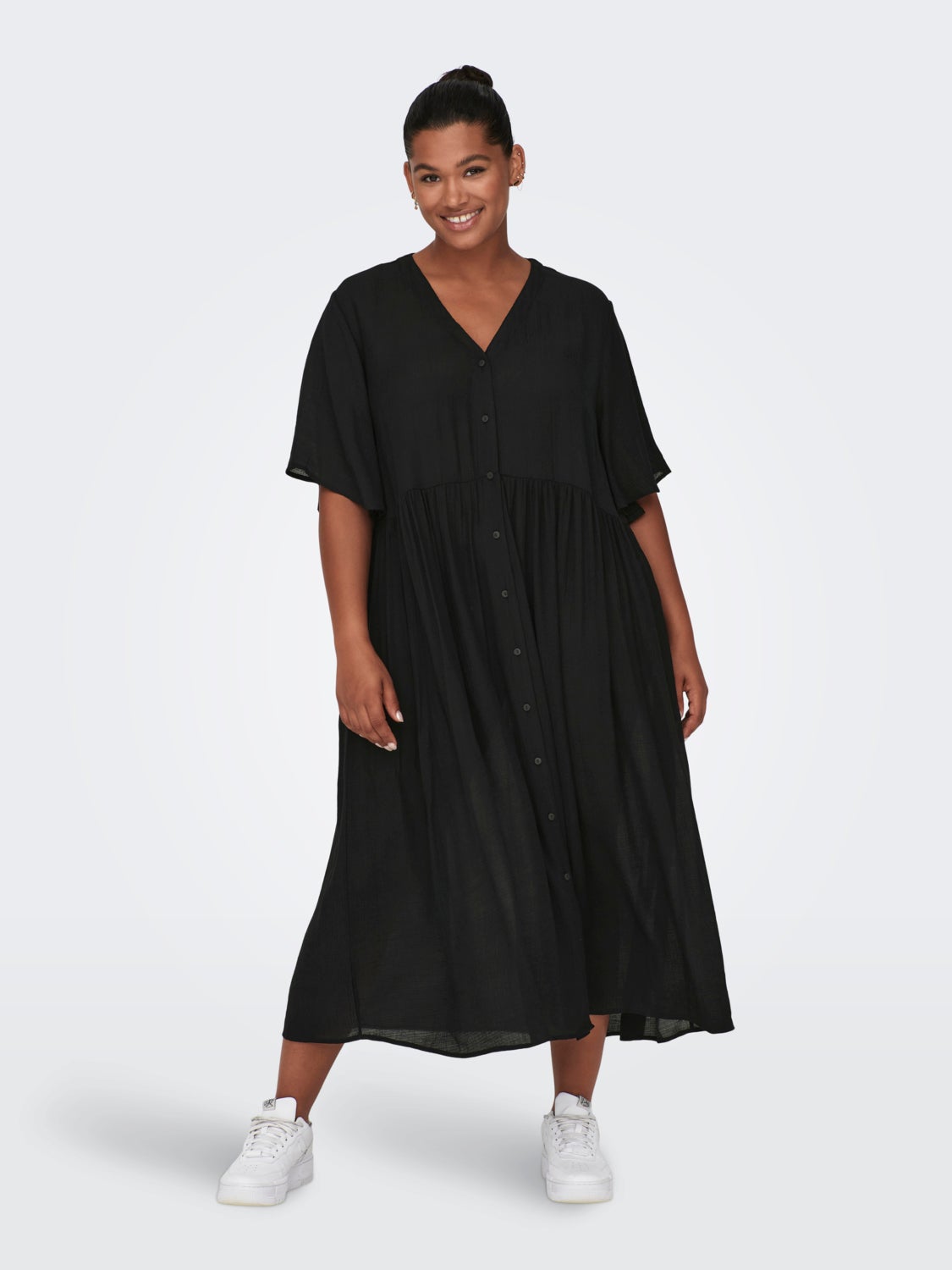 Curvy button midi dress