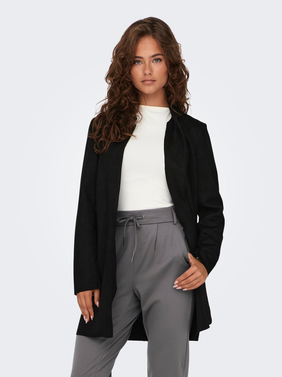 Faux suede fabric coat