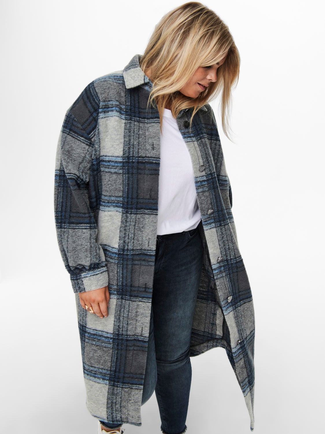 Curvy checked Shacket