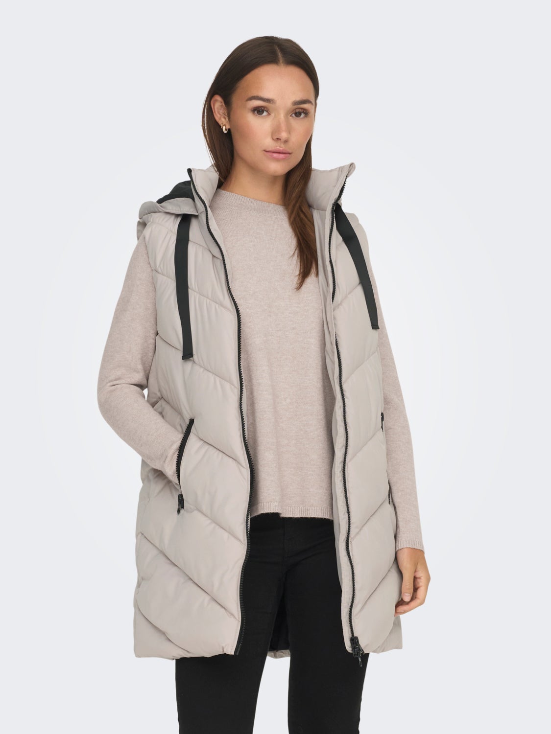 Long hooded vest