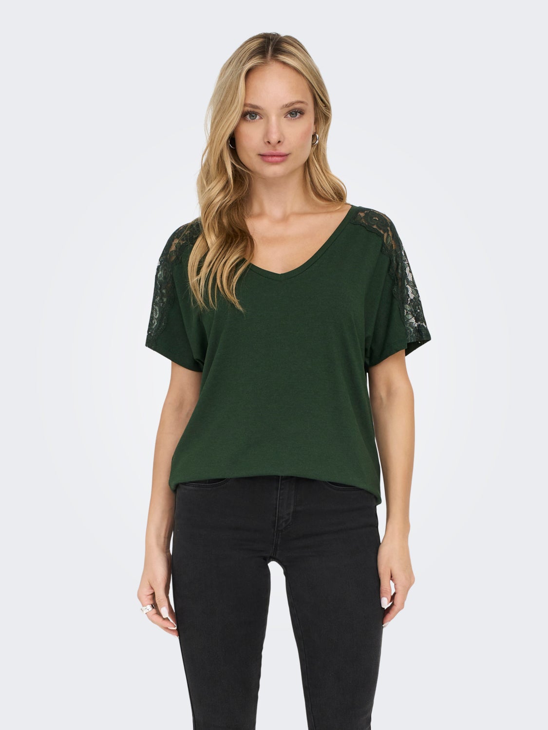 v-neck top with lace