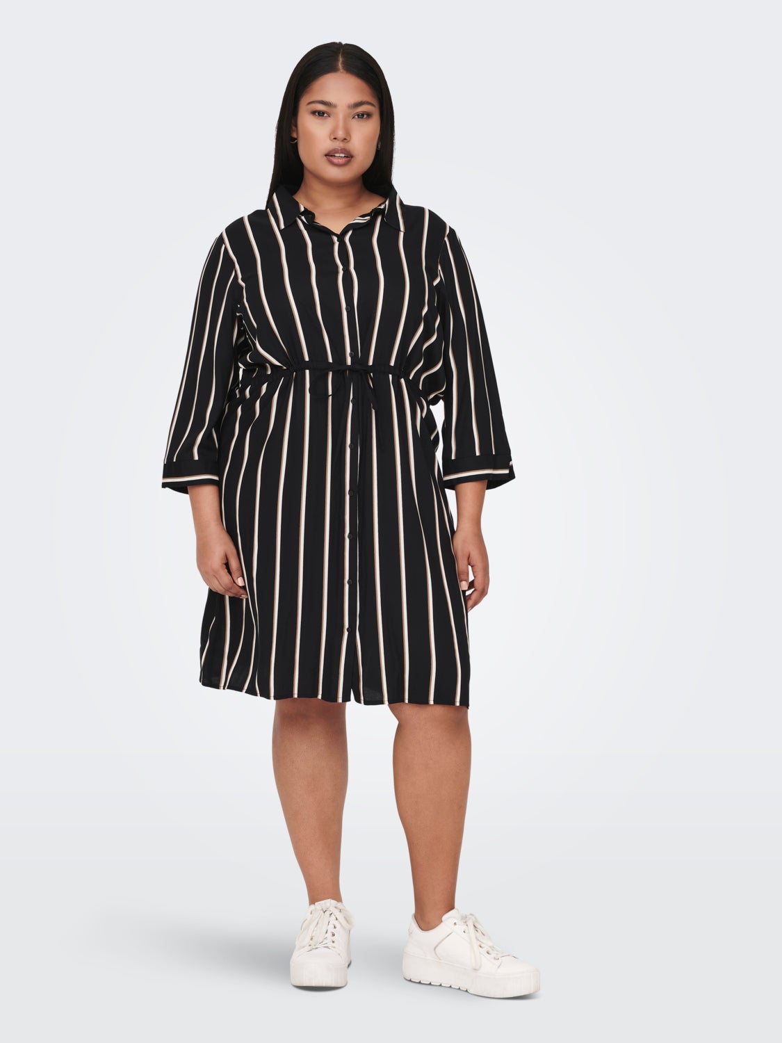 Curvy Striped shirt dress
