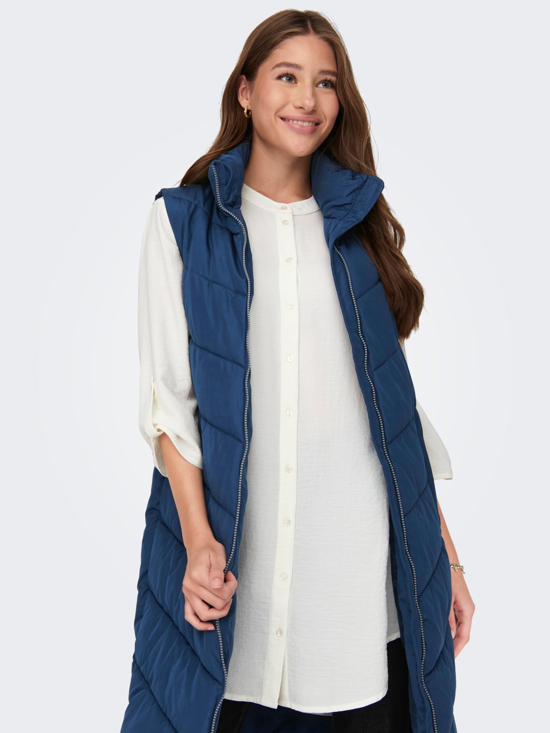 Long vest with high neck