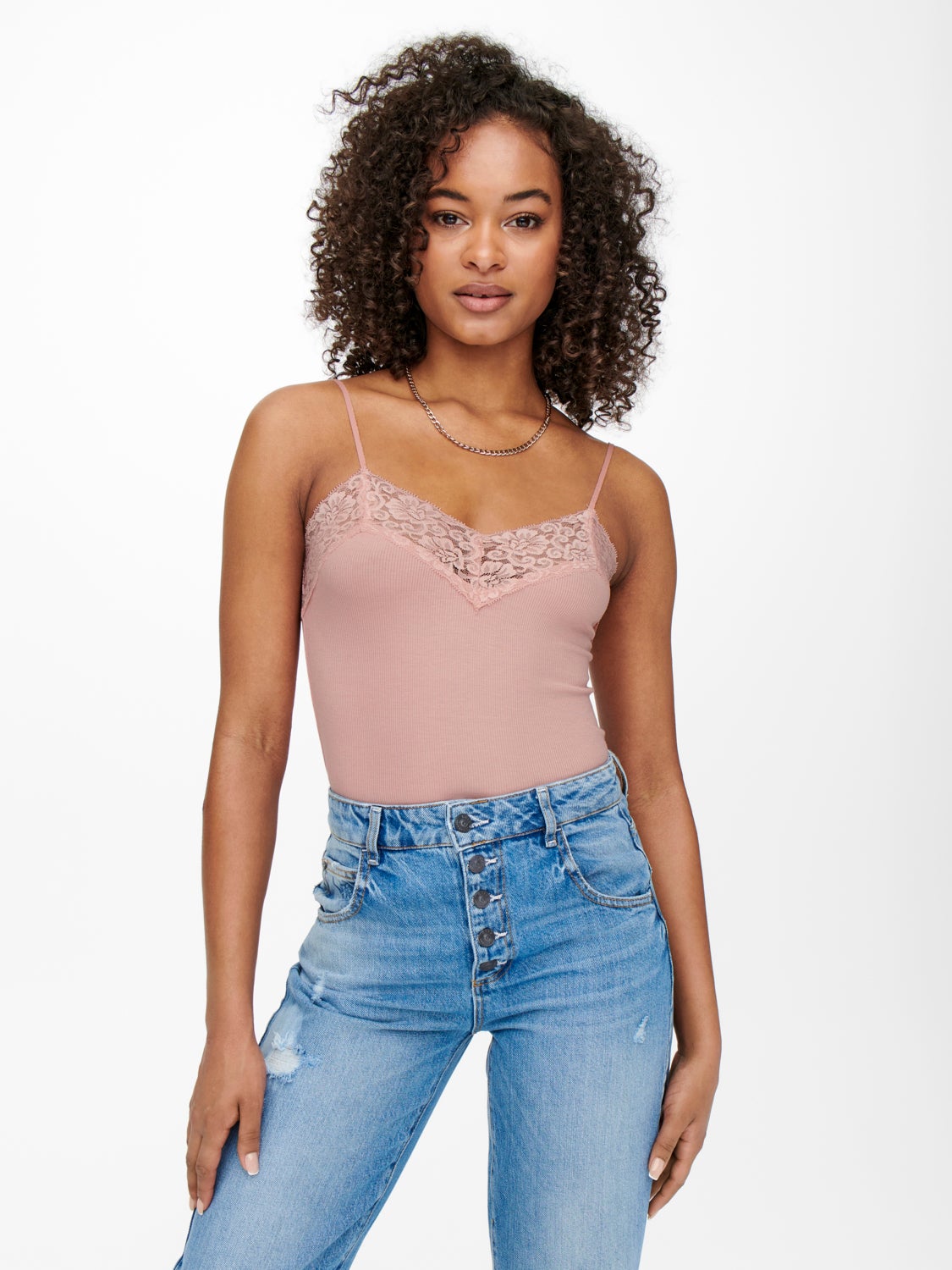 Rib lace Top