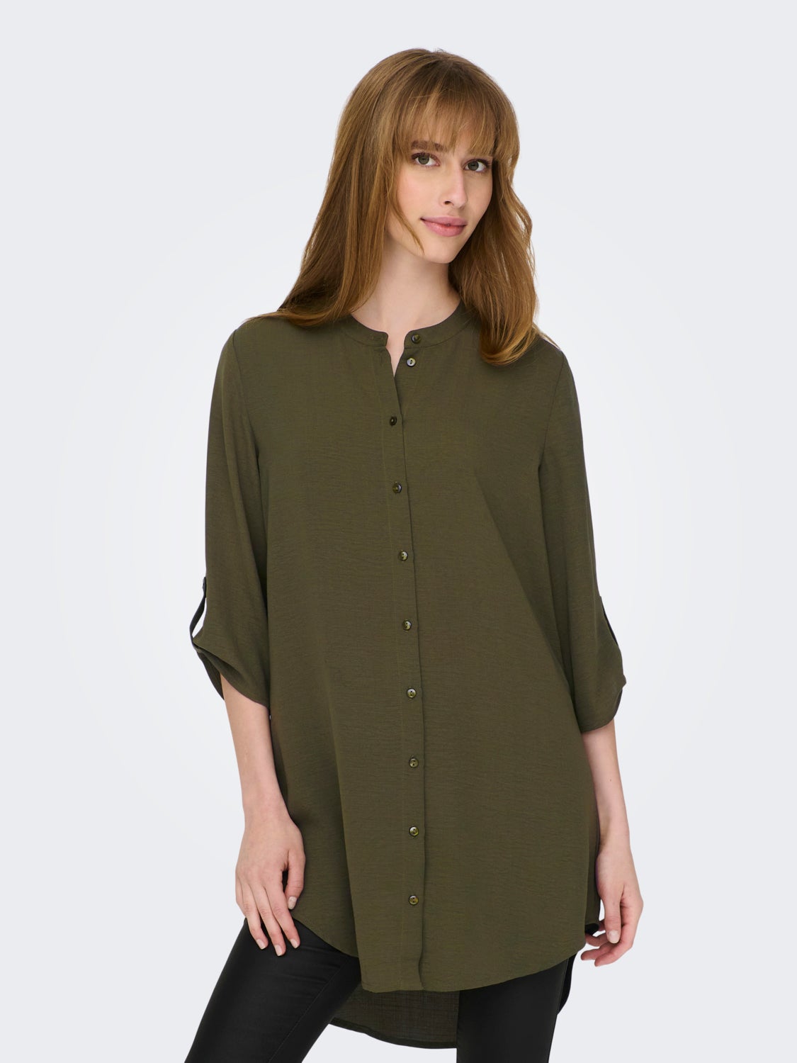 Mini shirt dress with china collar