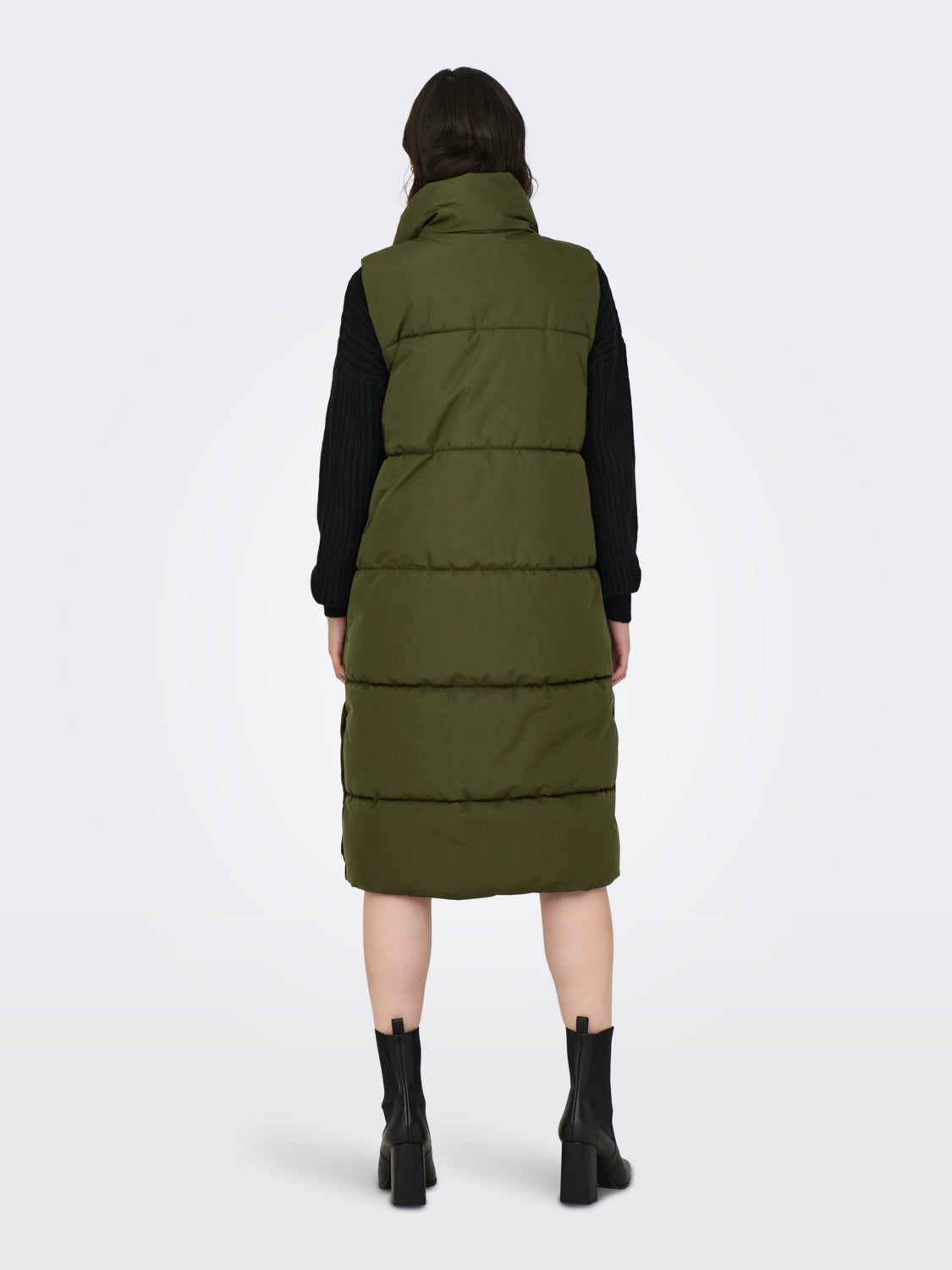 Long high neck puffer vest