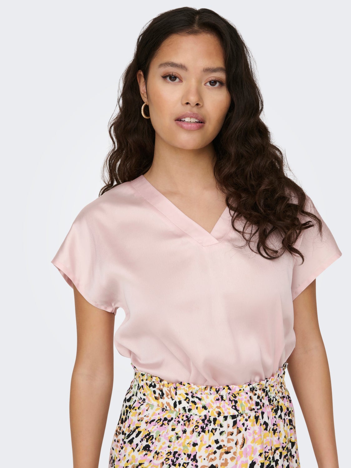 V-neck sateen top
