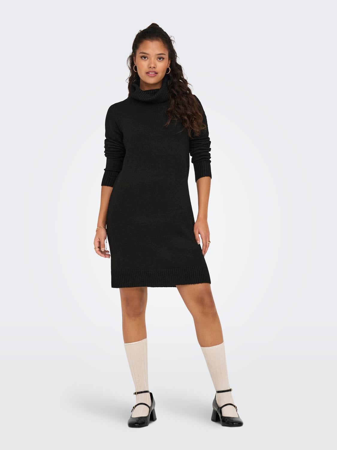 Mini high neck knitted dress