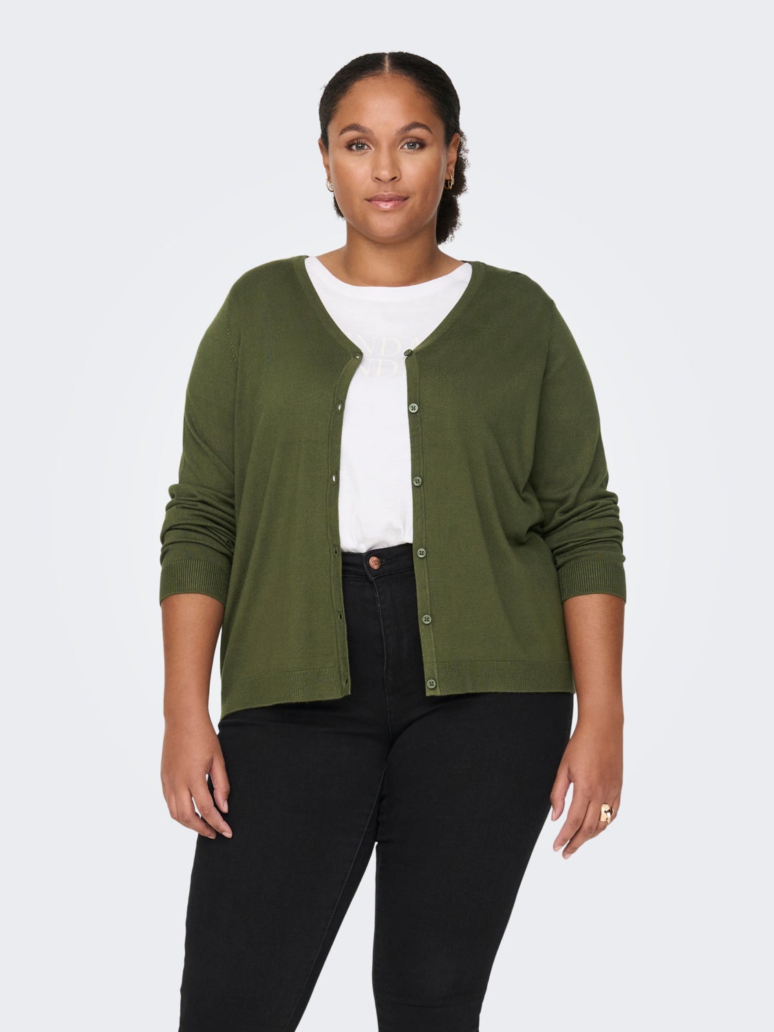 Curvy Solid Knitted Cardigan