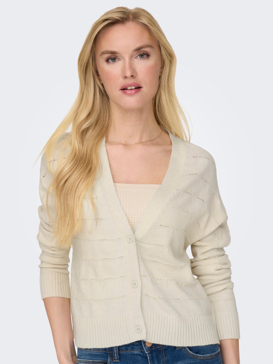 V-neck knit cardigan