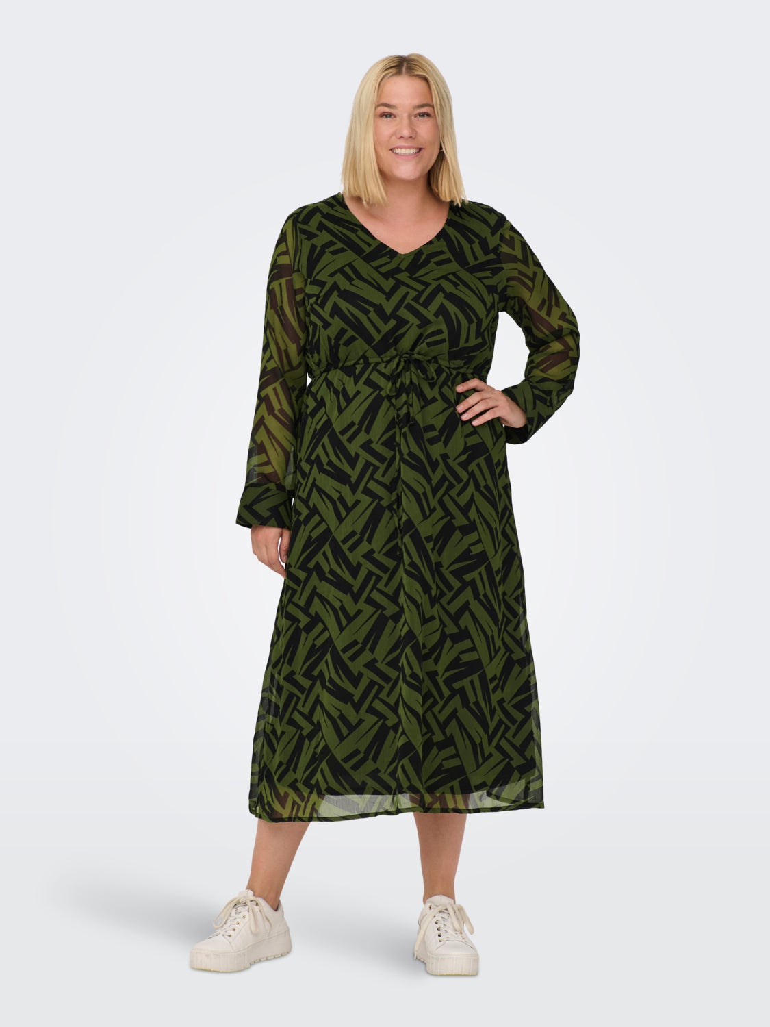 Curvy Midi dress with v-neck