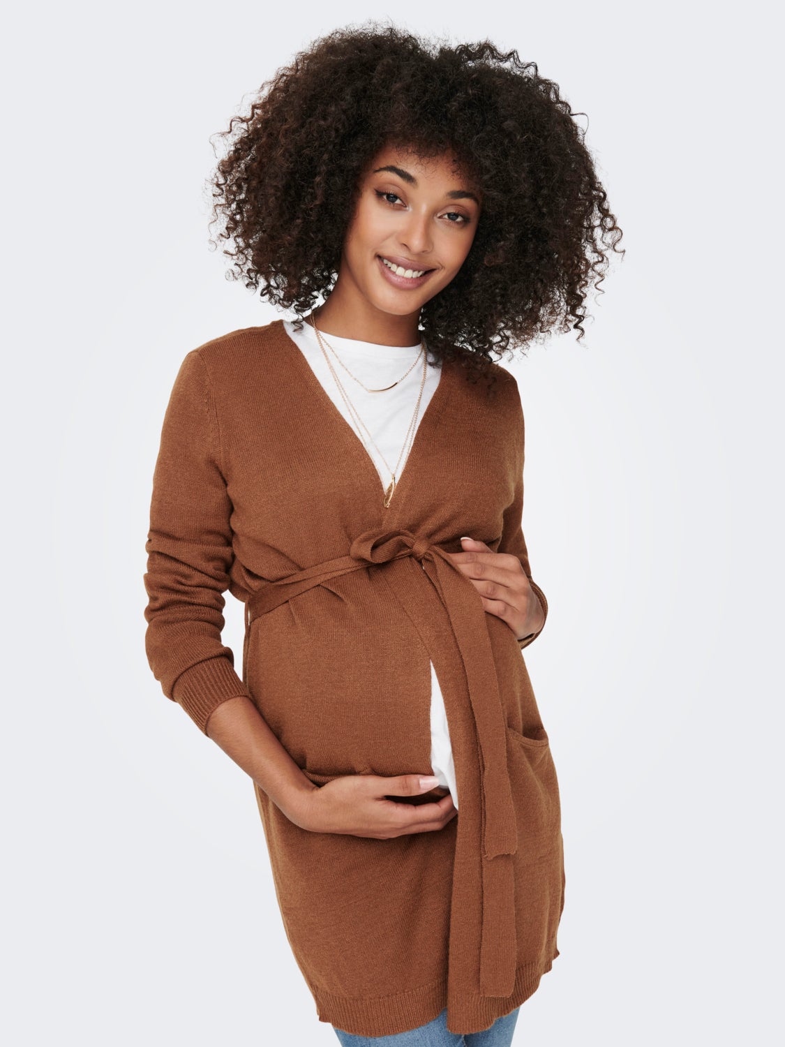 Mama Long Belt Knitted Cardigan