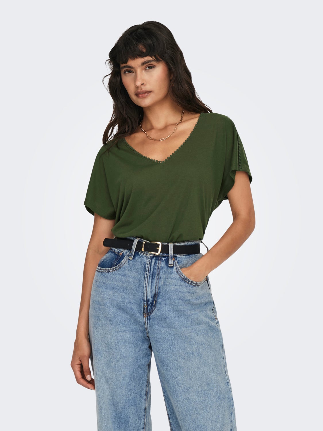 Regular Fit V-Neck Top