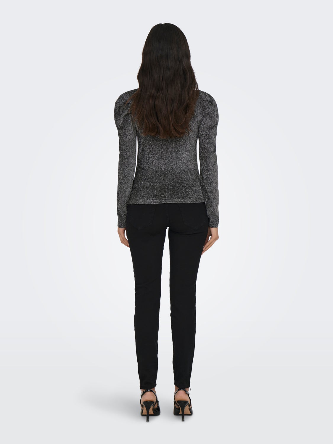 Glitter top with puff sleeves