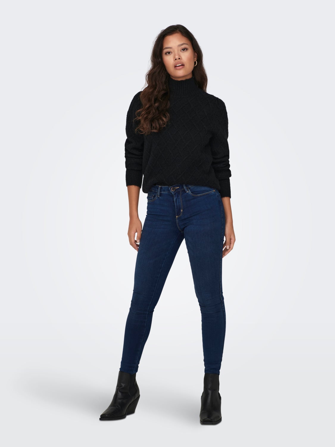 Knit pullover with high neck