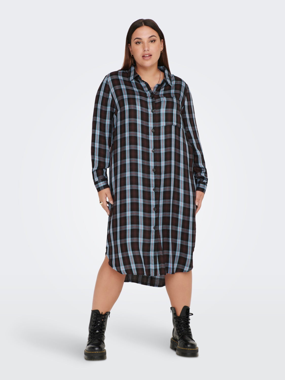 Curvy Check Shirt dress