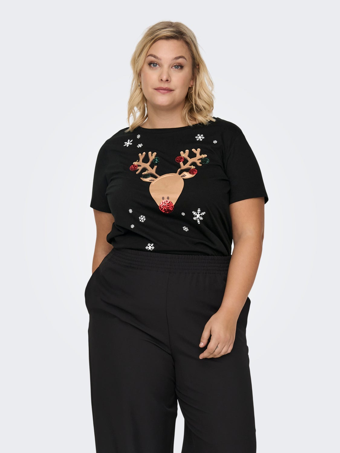Curvy christmas detailed t-shirt