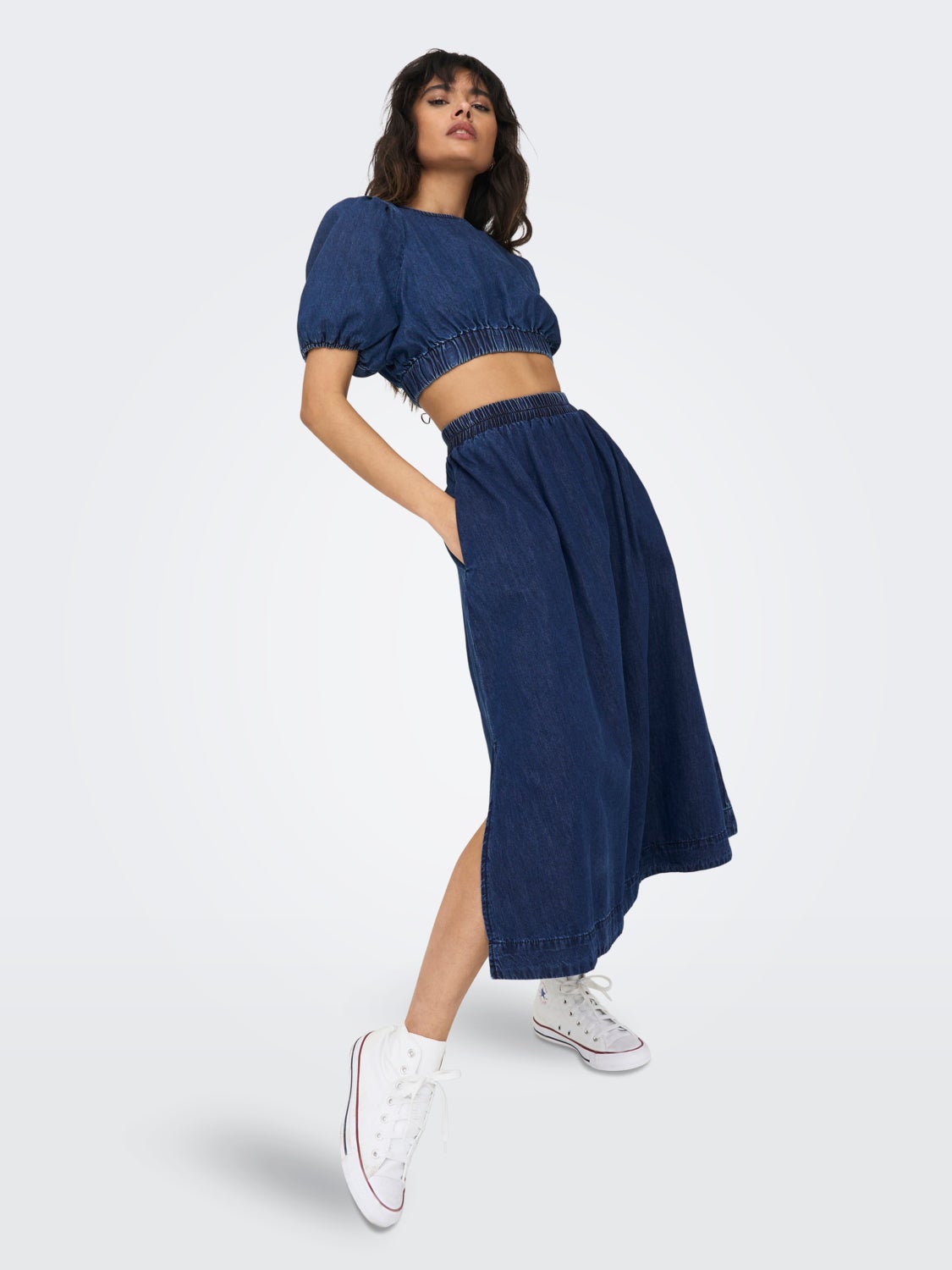Midi denim skirt