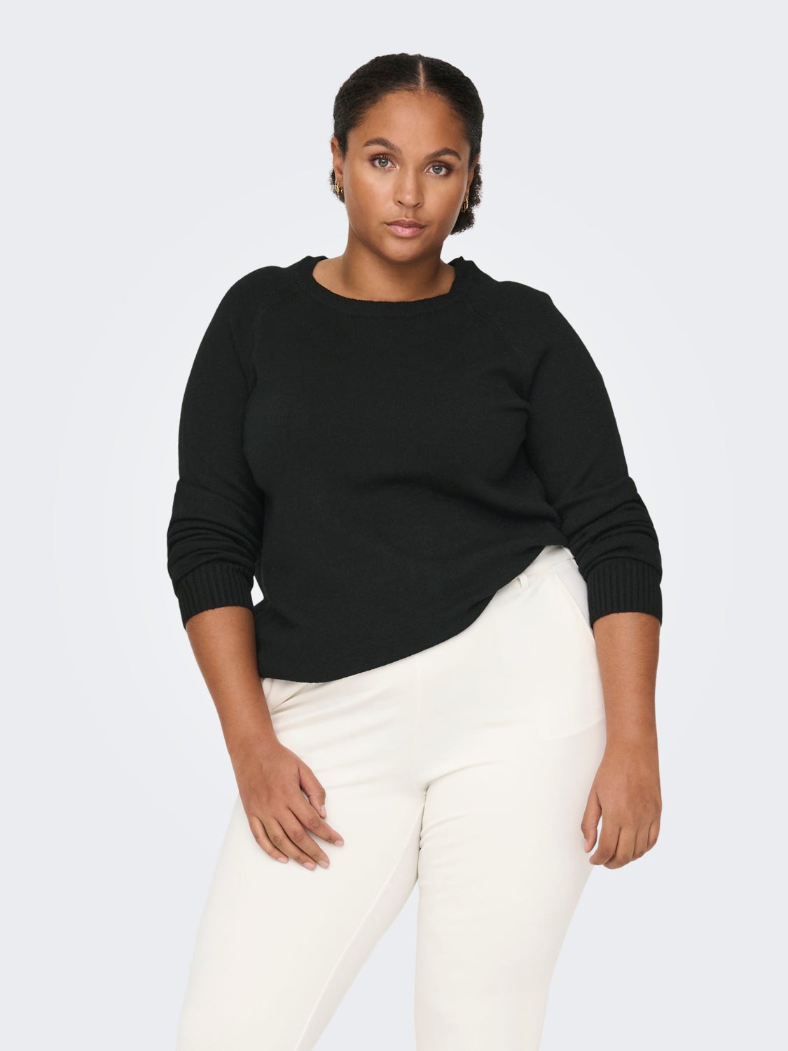 Curvy solid colored Knitted Pullover