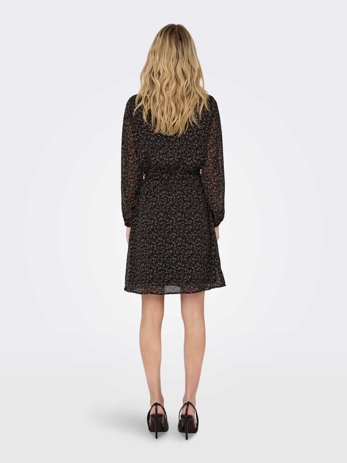 Mini v-neck dress with tie waist