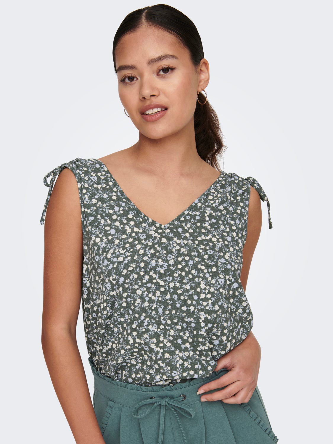 V-Neck Top With Strap Details