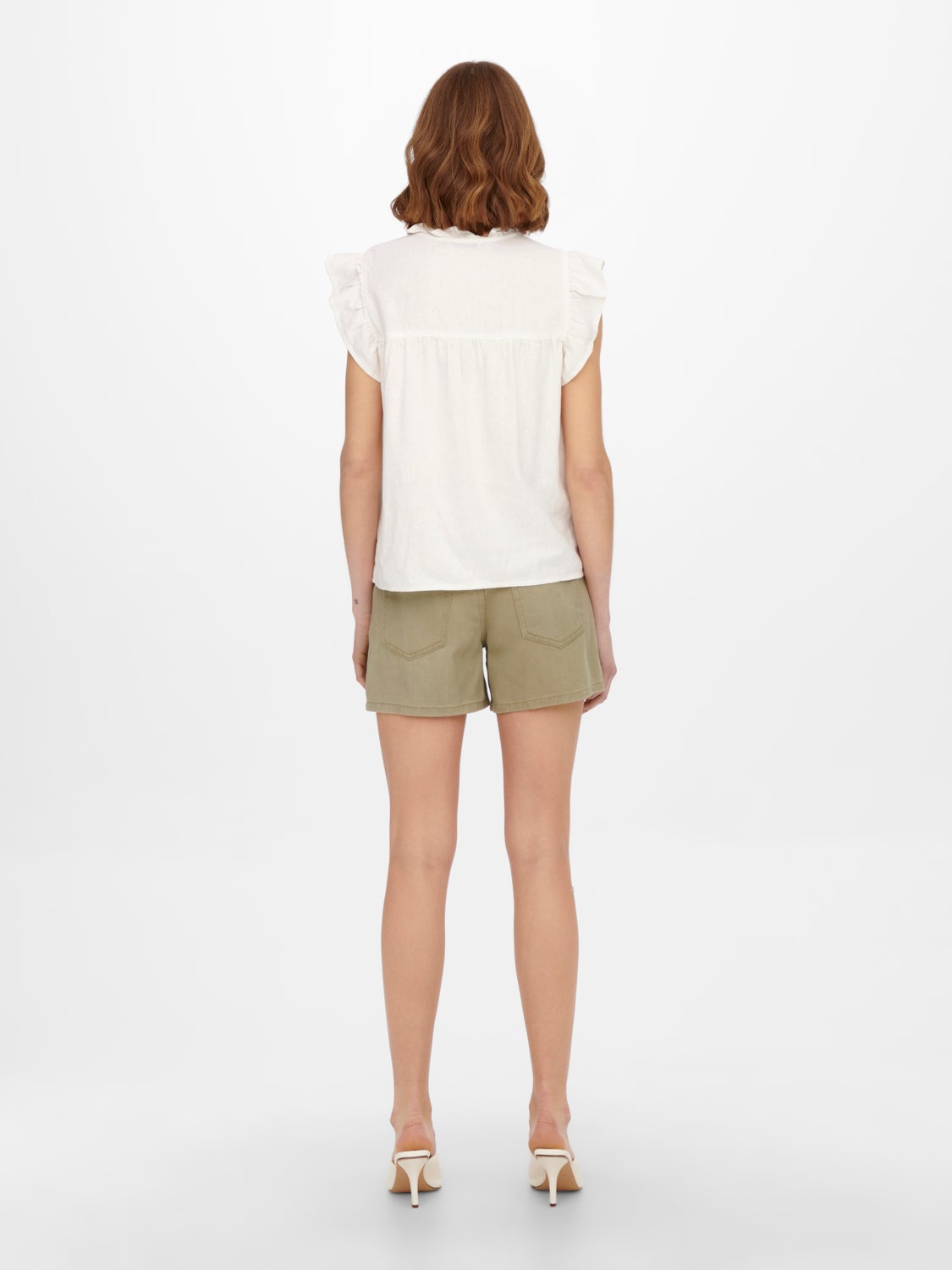 Frill detailed linen blend Top
