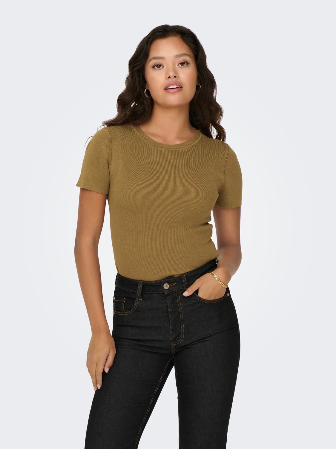 O-NECK TOP WITH SHORT SLEEVES