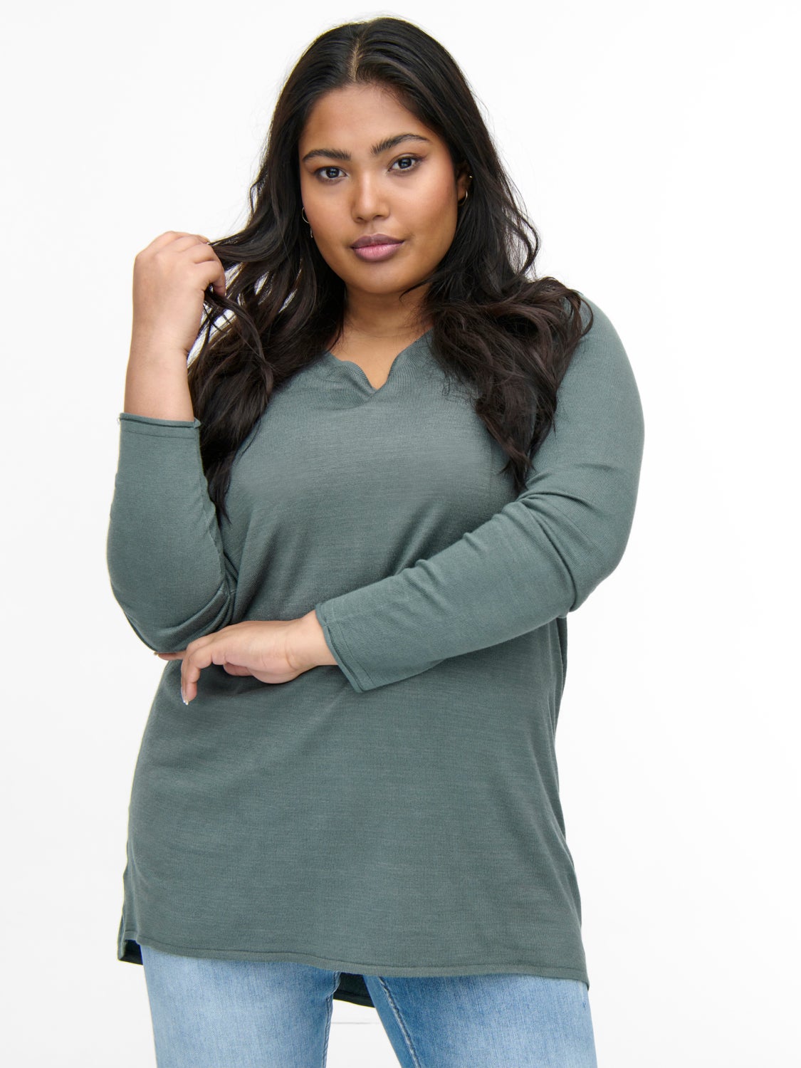 Curvy long viscose Pullover