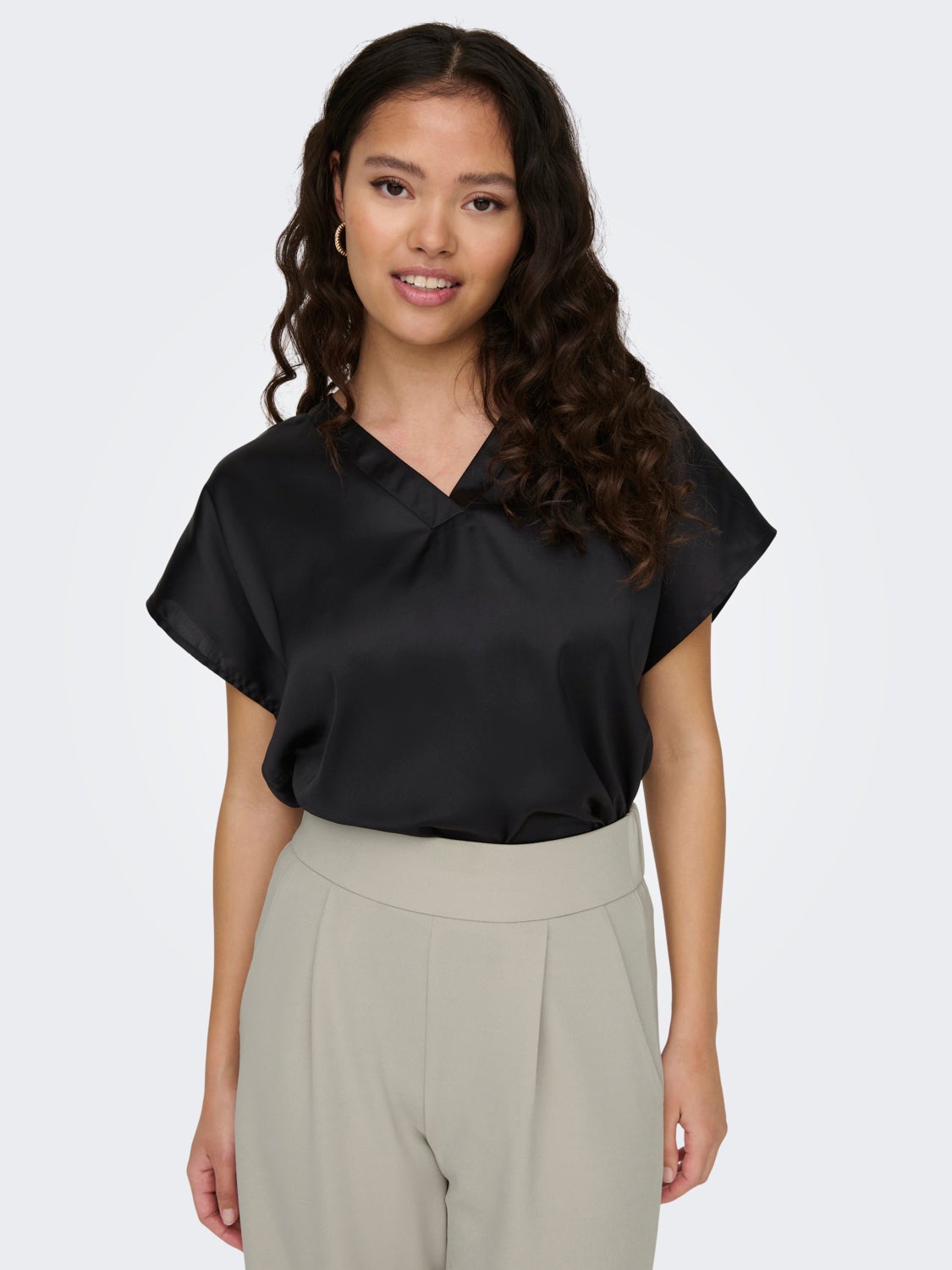 V-neck sateen top