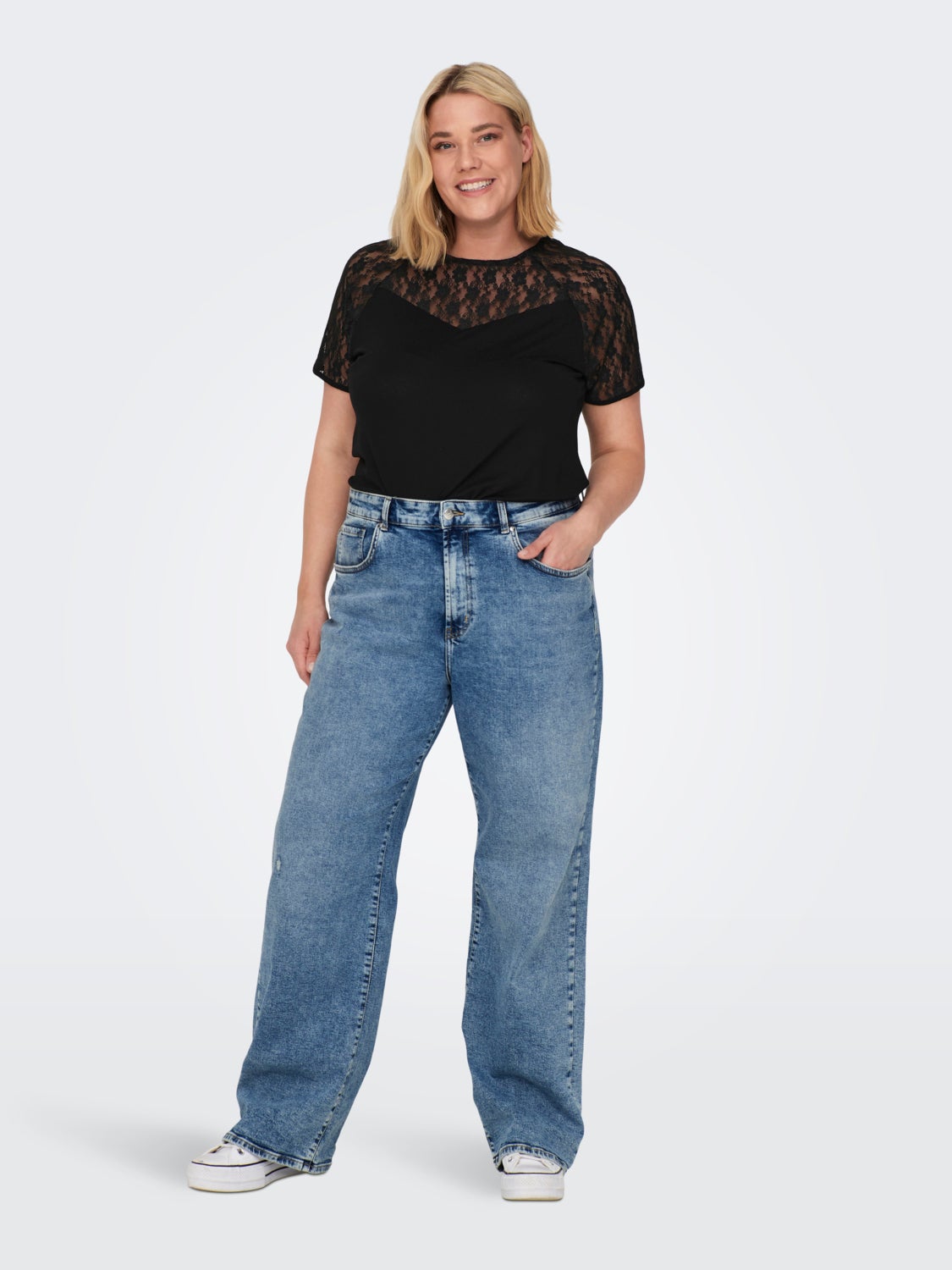 Curvy lace detail top