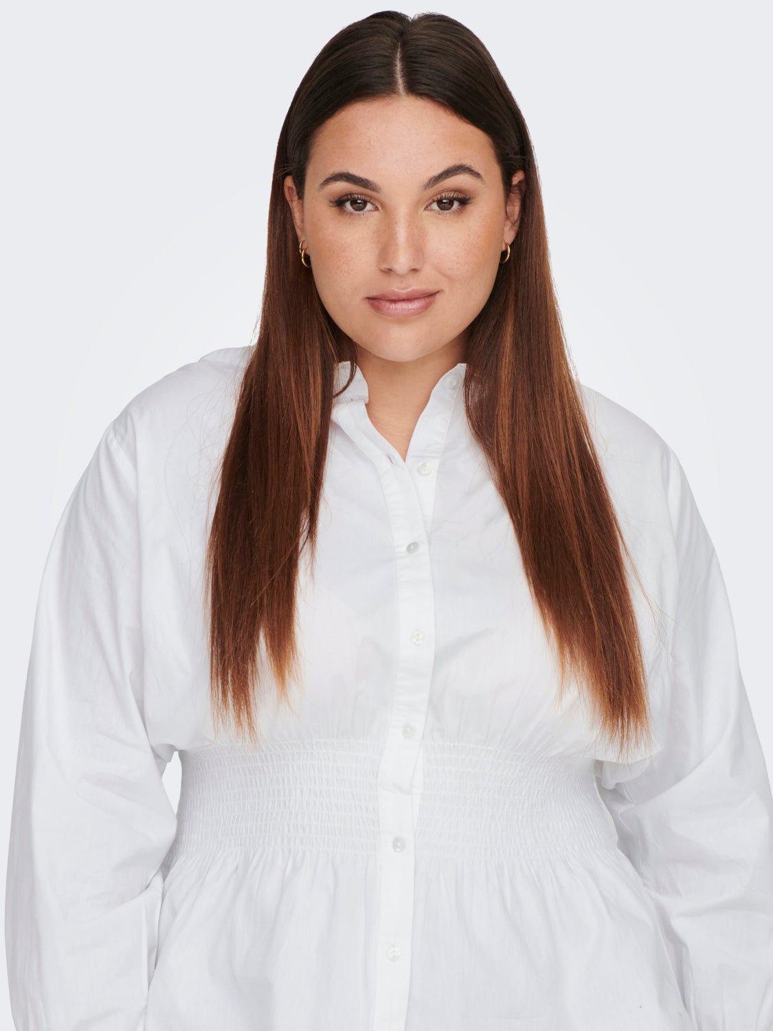 Curvy smock detail shirt