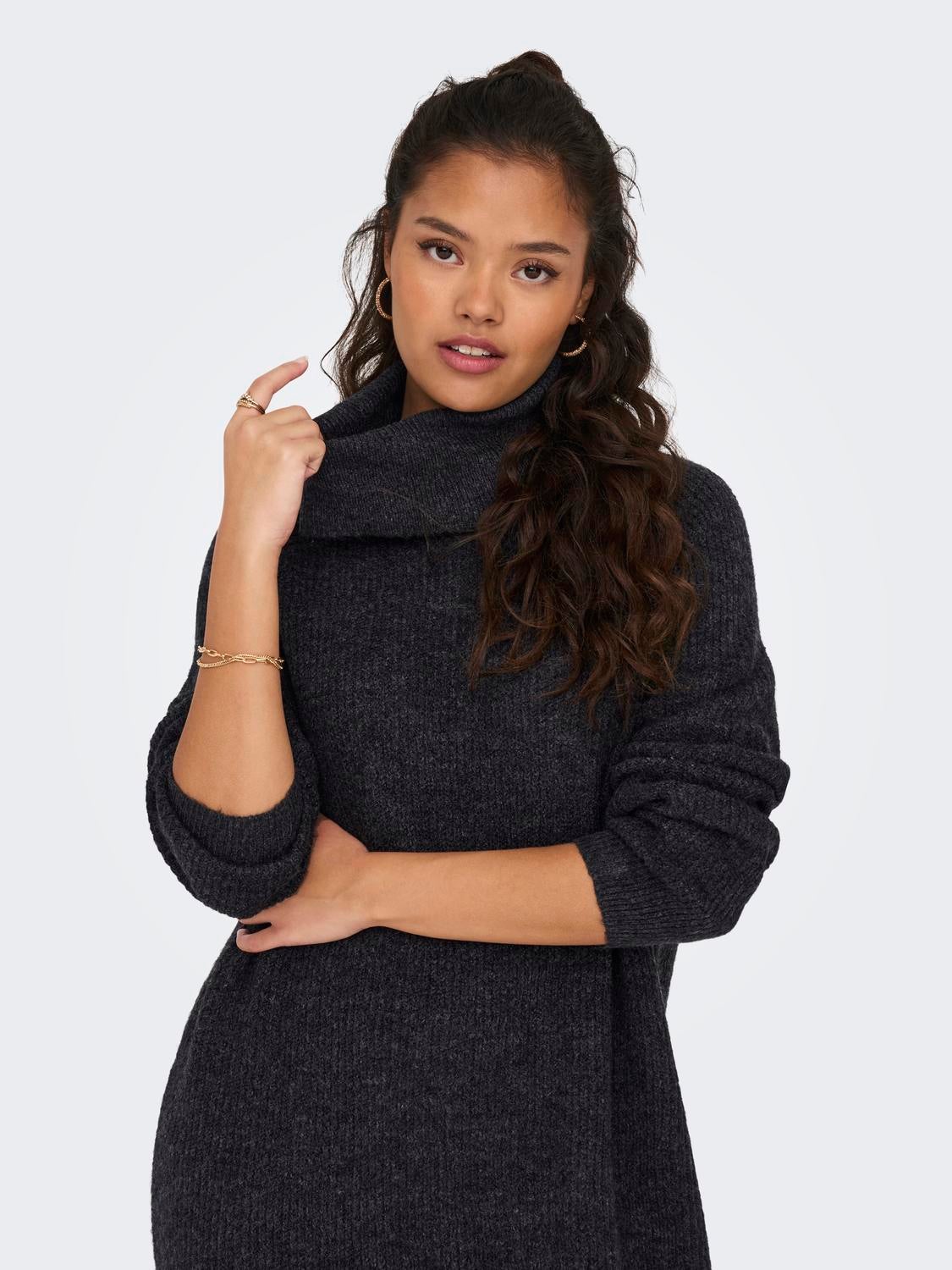 Mini roll neck knitted dress