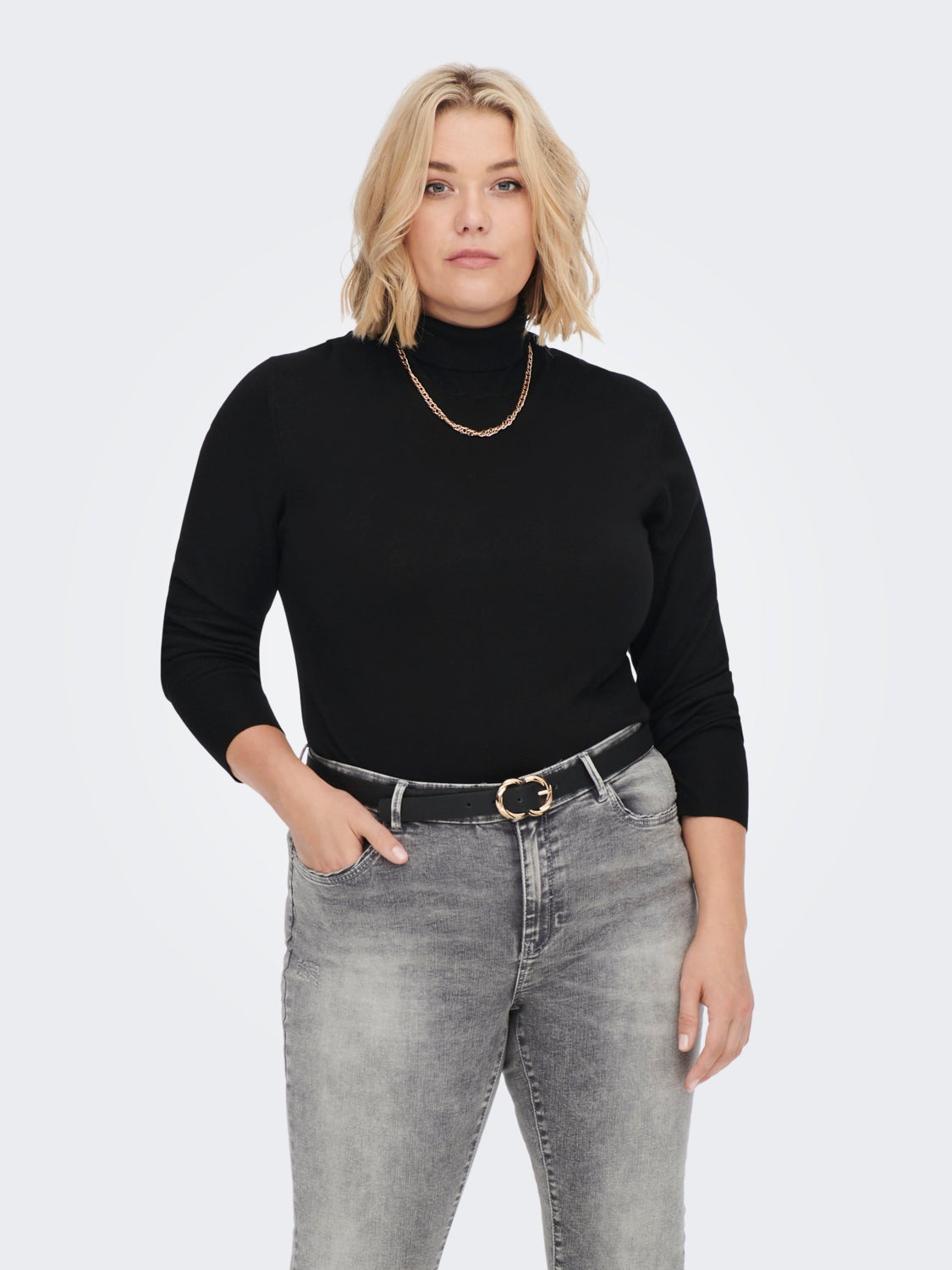 Curvy Rollneck Knitted Pullover