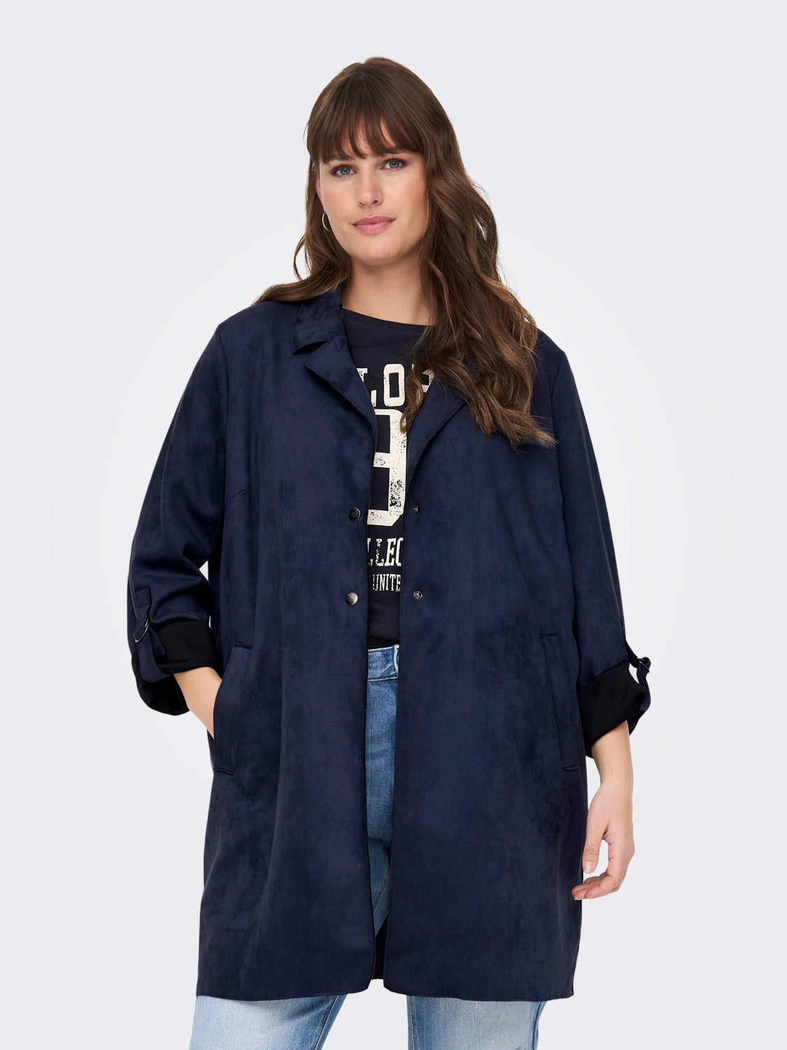 Curvy faux suede coat