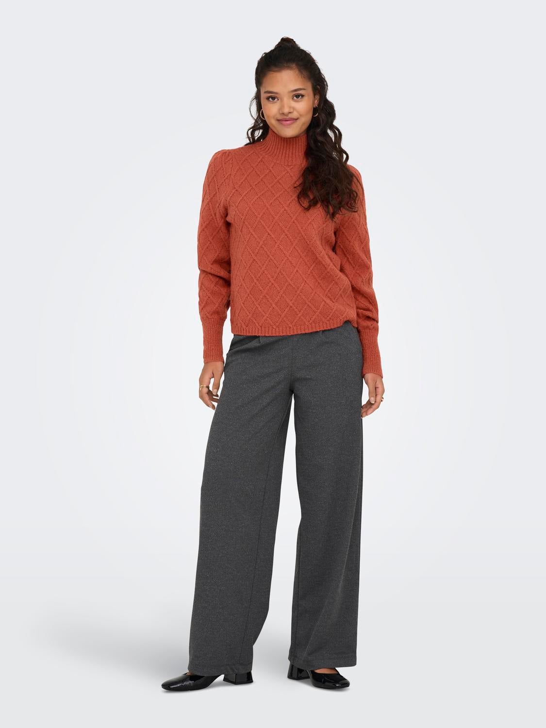 Knit pullover with high neck