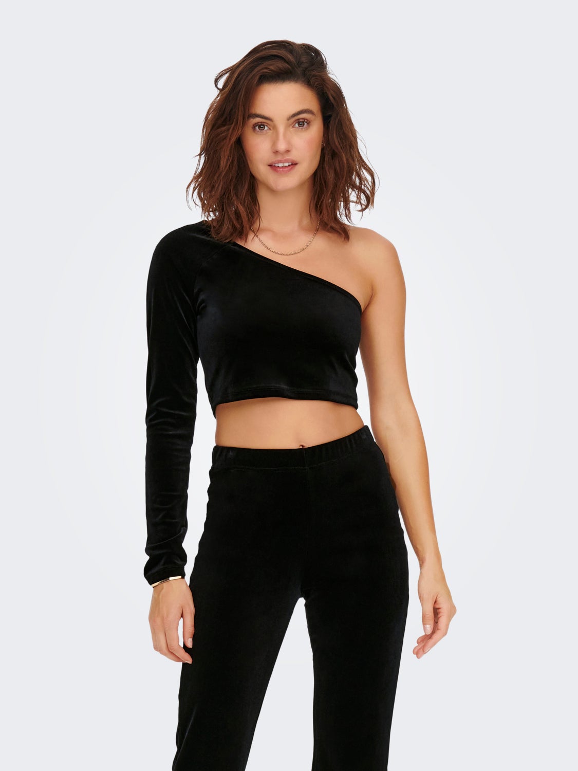 One shoulder Velvet Top