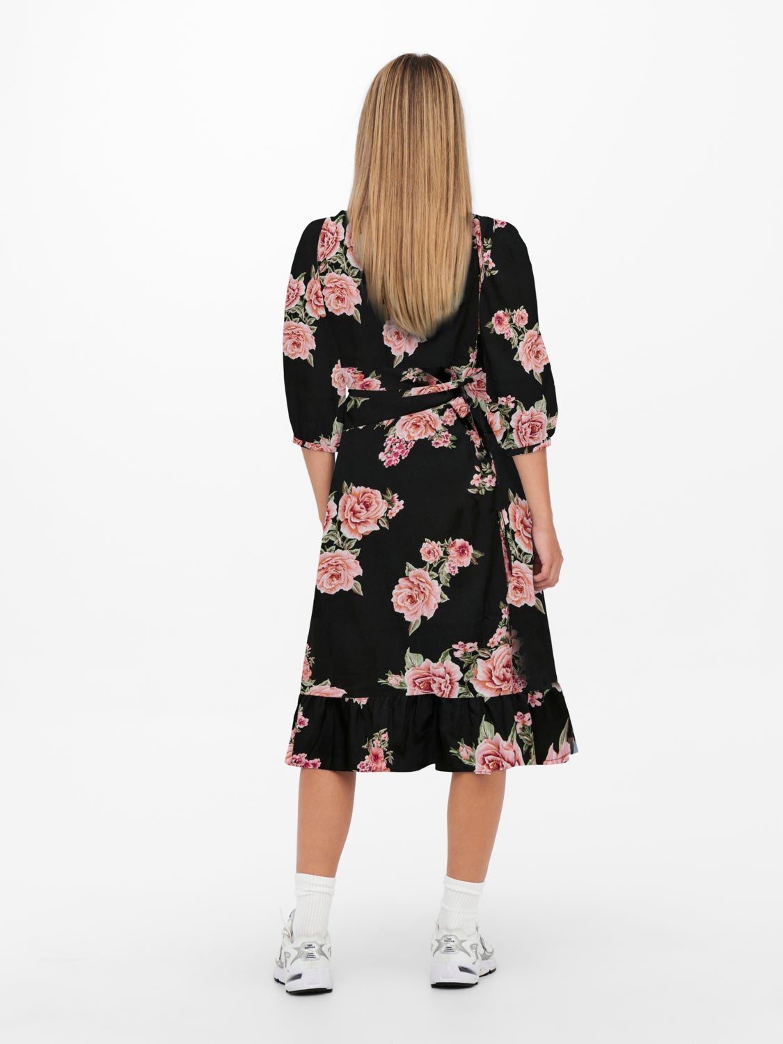 3/4 sleevved wrap Midi dress
