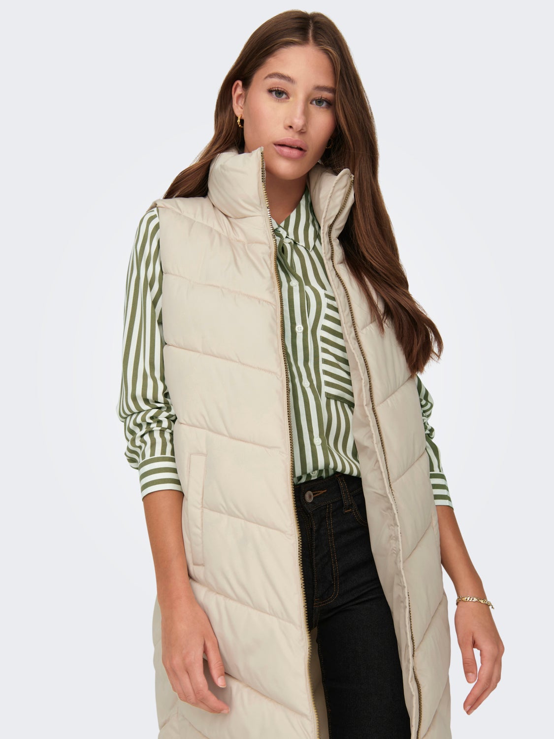 Long vest with high neck