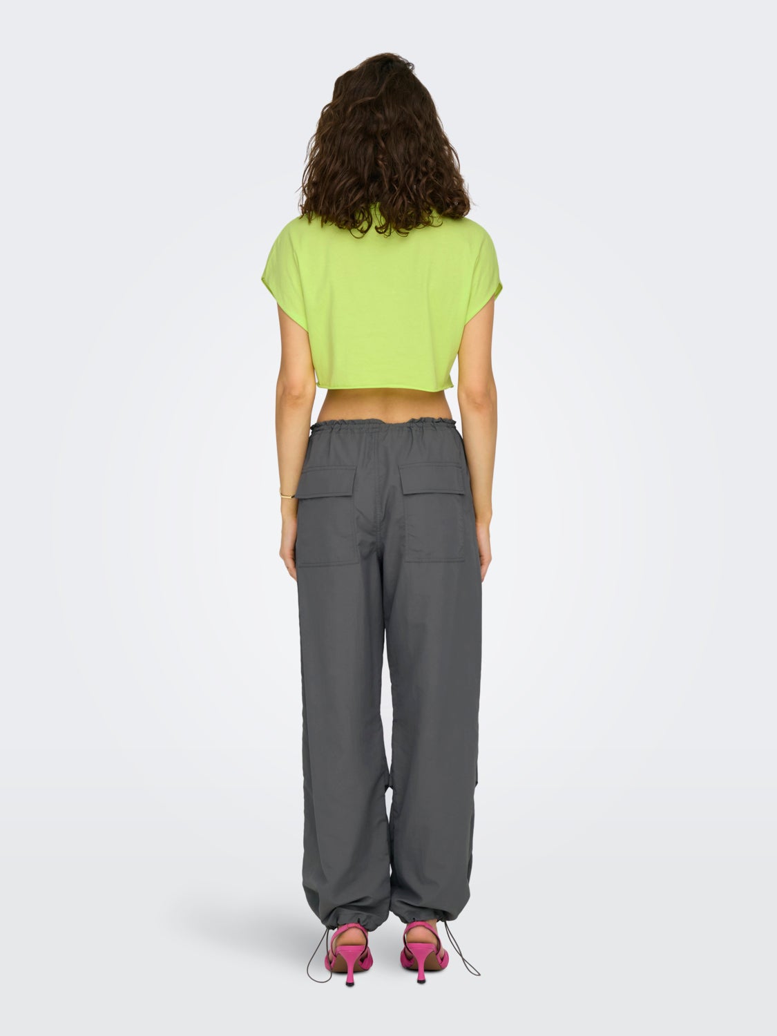 Straight fit pants with elastic waist